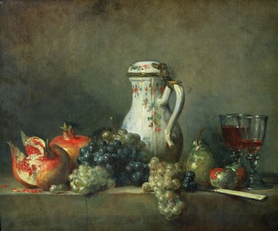 Still Life with Grapes and Pomegranates by Jean Baptiste Simeon Chardin